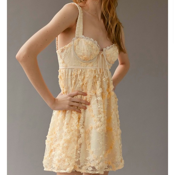 For Love And Lemons Dresses & Skirts - Yellow lace mini dress For Love & Lemons NWT